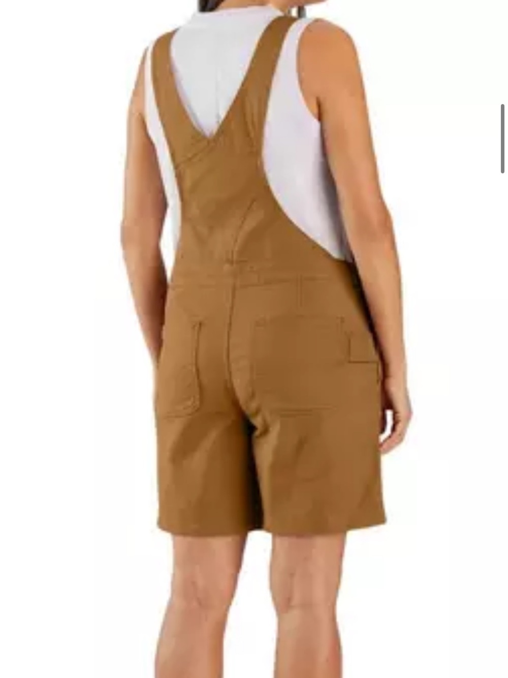 New Carhartt Women’s Tan Rugged Flex Relaxed Fit Canvas Shortall Overalls Medium - Picture 2 of 10